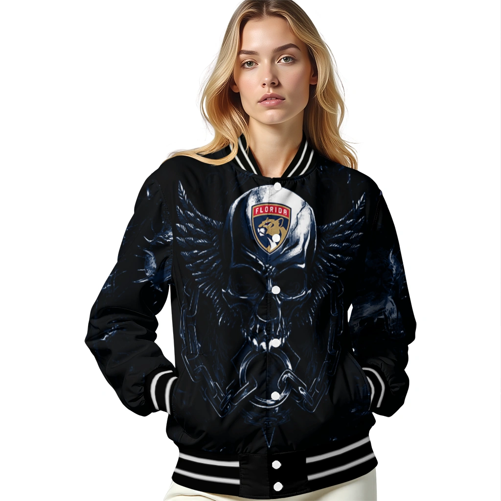 florida panthers skull bite red black varsity jacket latest model florida panthers skull bite red black varsity jacket latest model