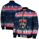 florida panthers snowy pines red bomber jacket best selling