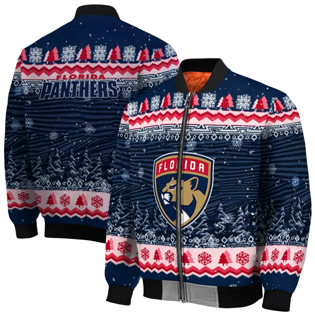 florida panthers snowy pines red bomber jacket best selling florida panthers snowy pines red bomber jacket best selling