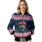 florida panthers snowy pines red bomber jacket best selling