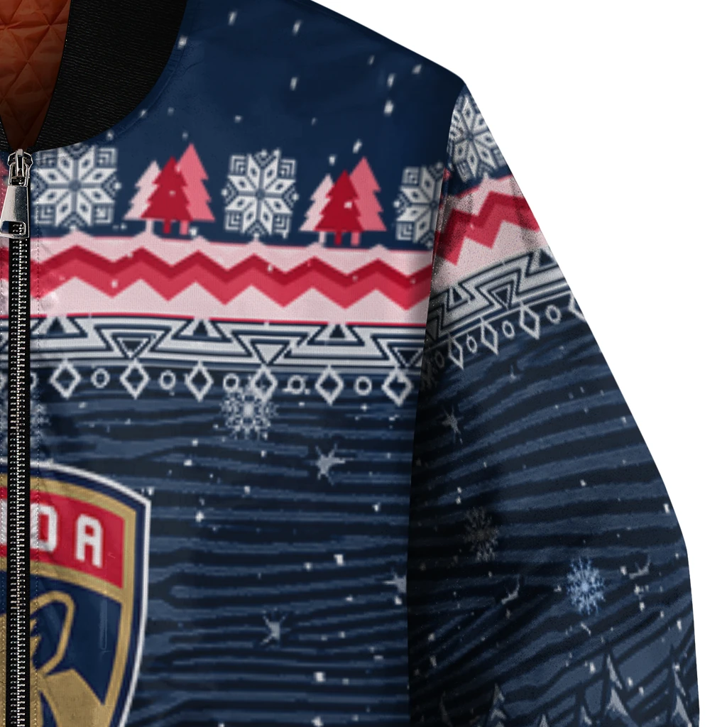 florida panthers snowy pines red bomber jacket premium grade florida panthers snowy pines red bomber jacket premium grade