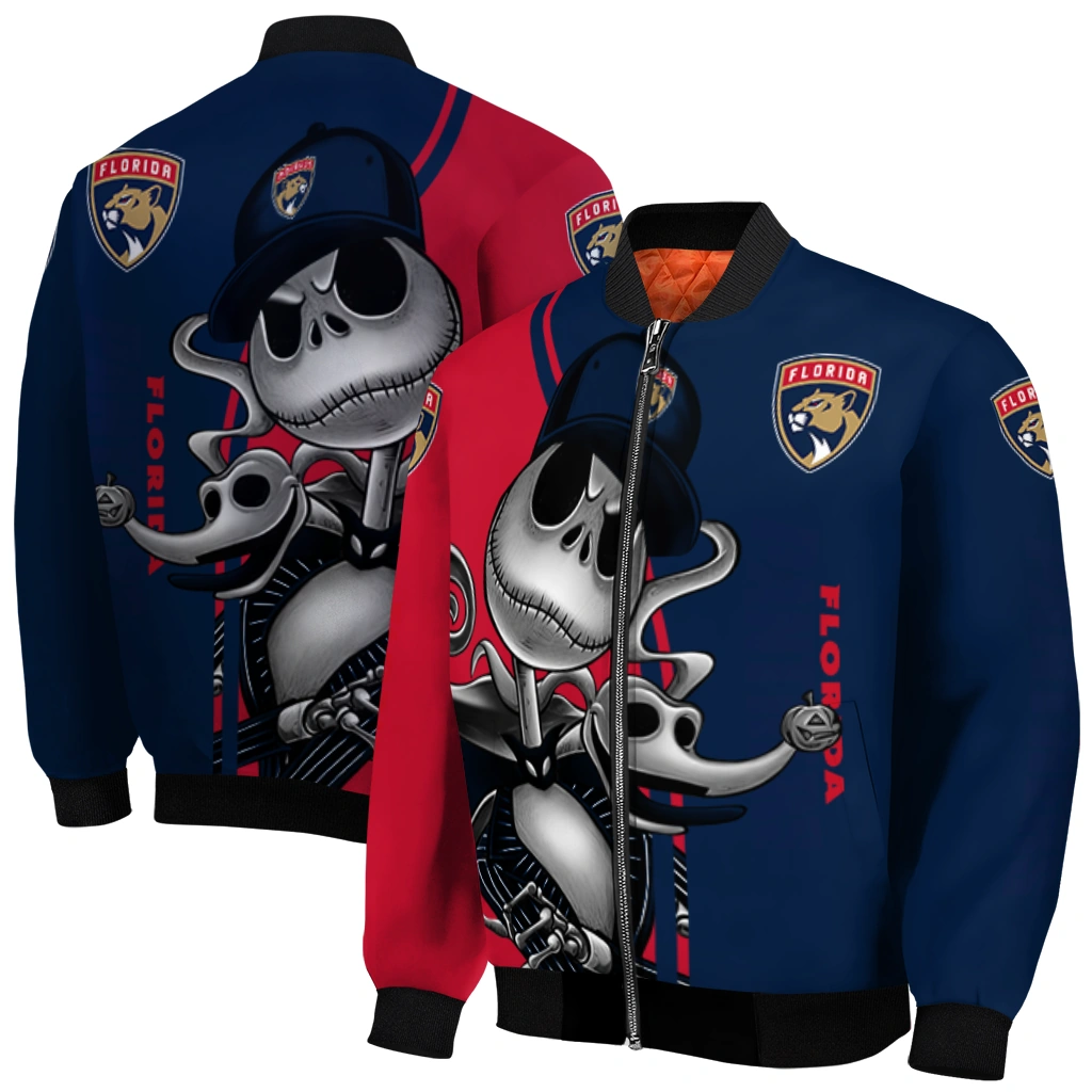florida panthers spooky grin red bomber jacket best selling florida panthers spooky grin red bomber jacket best selling
