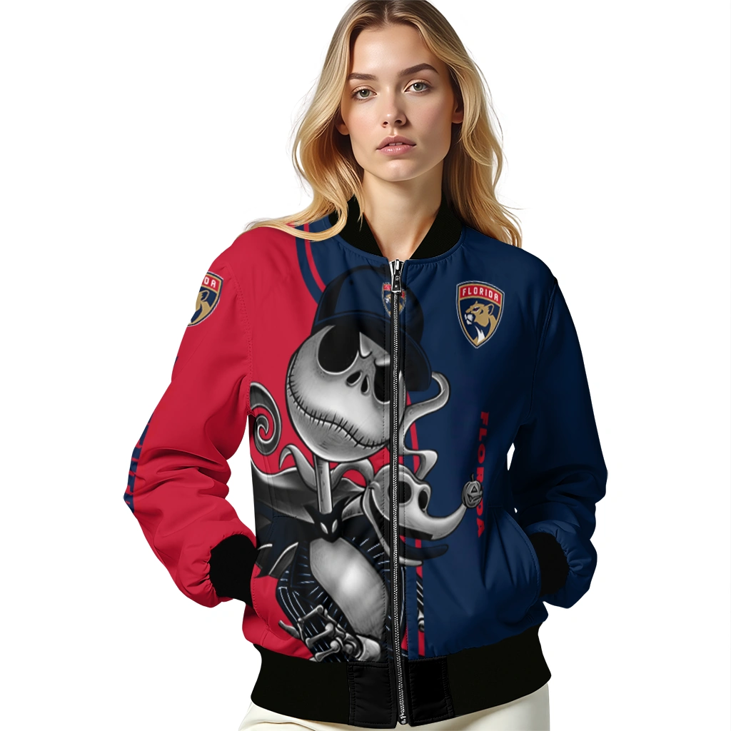 florida panthers spooky grin red bomber jacket latest model florida panthers spooky grin red bomber jacket latest model