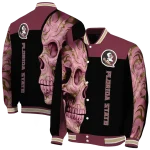 florida state seminoles fire skull garnet black varsity jacket best selling