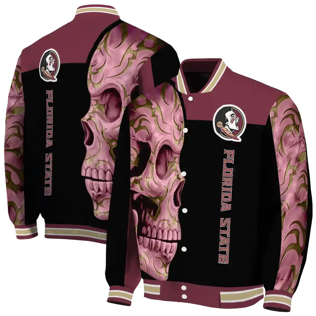florida state seminoles fire skull garnet black varsity jacket fashion forward florida state seminoles fire skull garnet black varsity jacket fashion forward