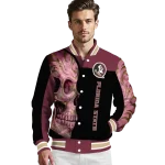 florida state seminoles fire skull garnet black varsity jacket best selling