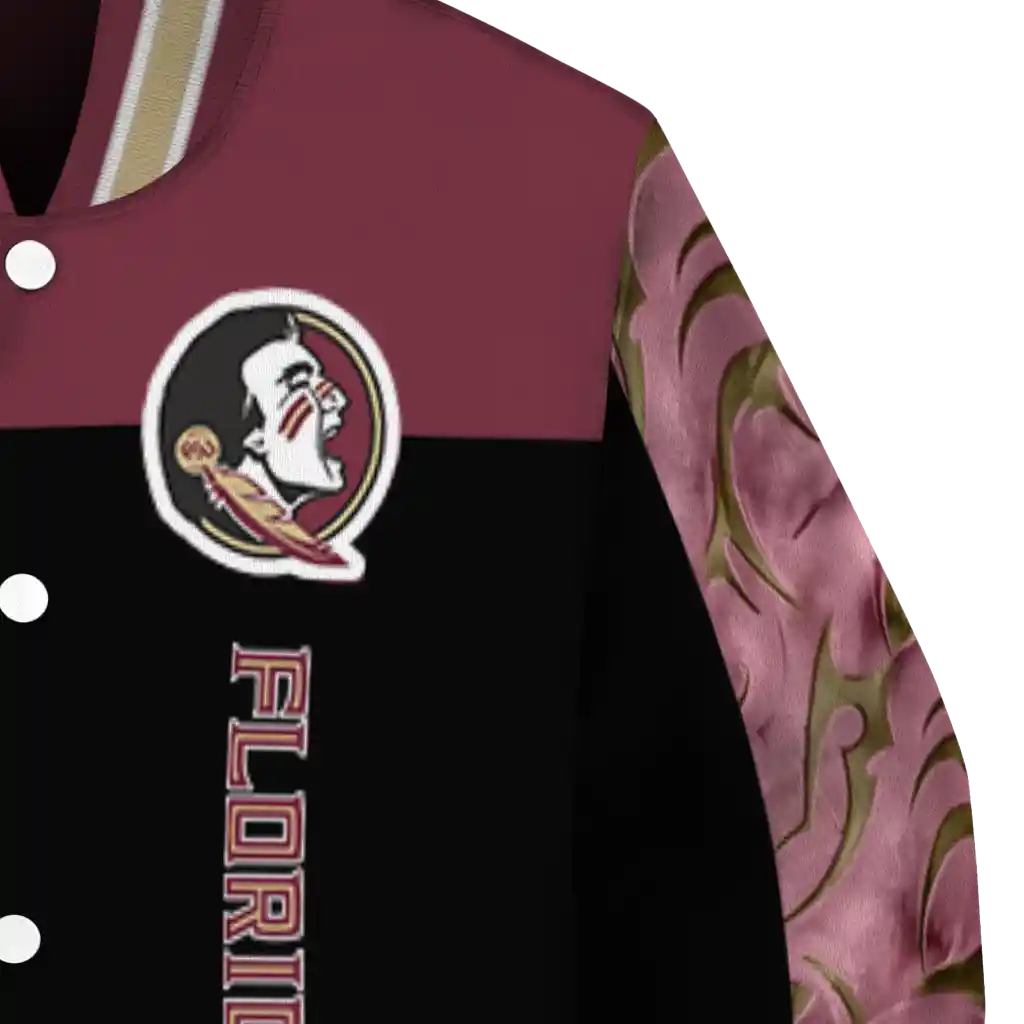 florida state seminoles fire skull garnet black varsity jacket premium grade florida state seminoles fire skull garnet black varsity jacket premium grade