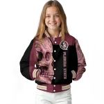 florida state seminoles fire skull garnet black varsity jacket best selling