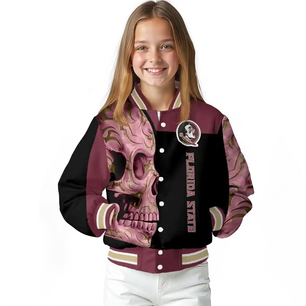 florida state seminoles fire skull garnet black varsity jacket top rated florida state seminoles fire skull garnet black varsity jacket top rated