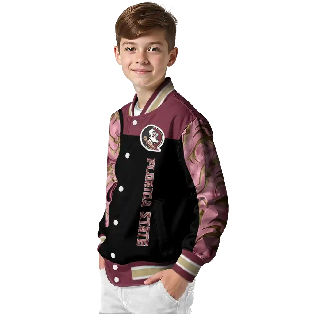 florida state seminoles fire skull garnet black varsity jacket trendy florida state seminoles fire skull garnet black varsity jacket trendy