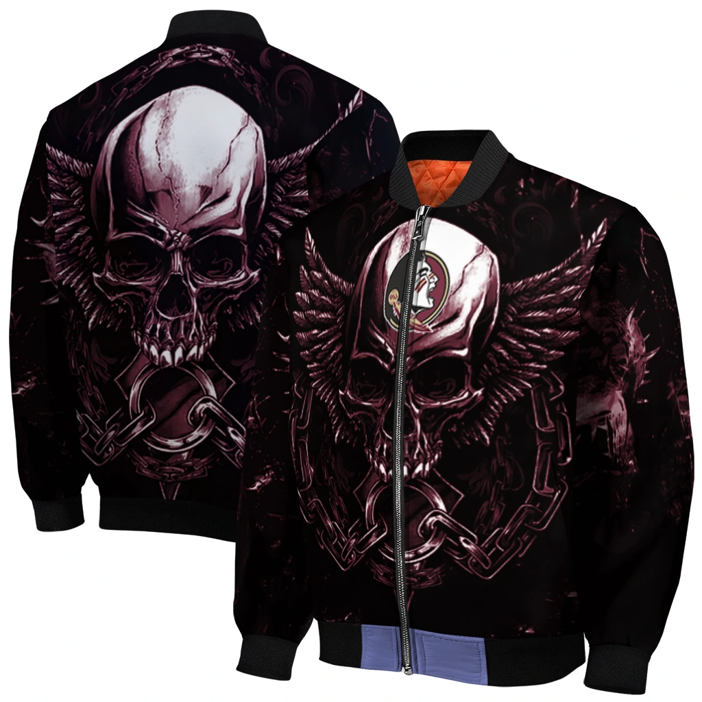 florida state seminoles skull bite garnet black bomber jacket best selling florida state seminoles skull bite garnet black bomber jacket best selling