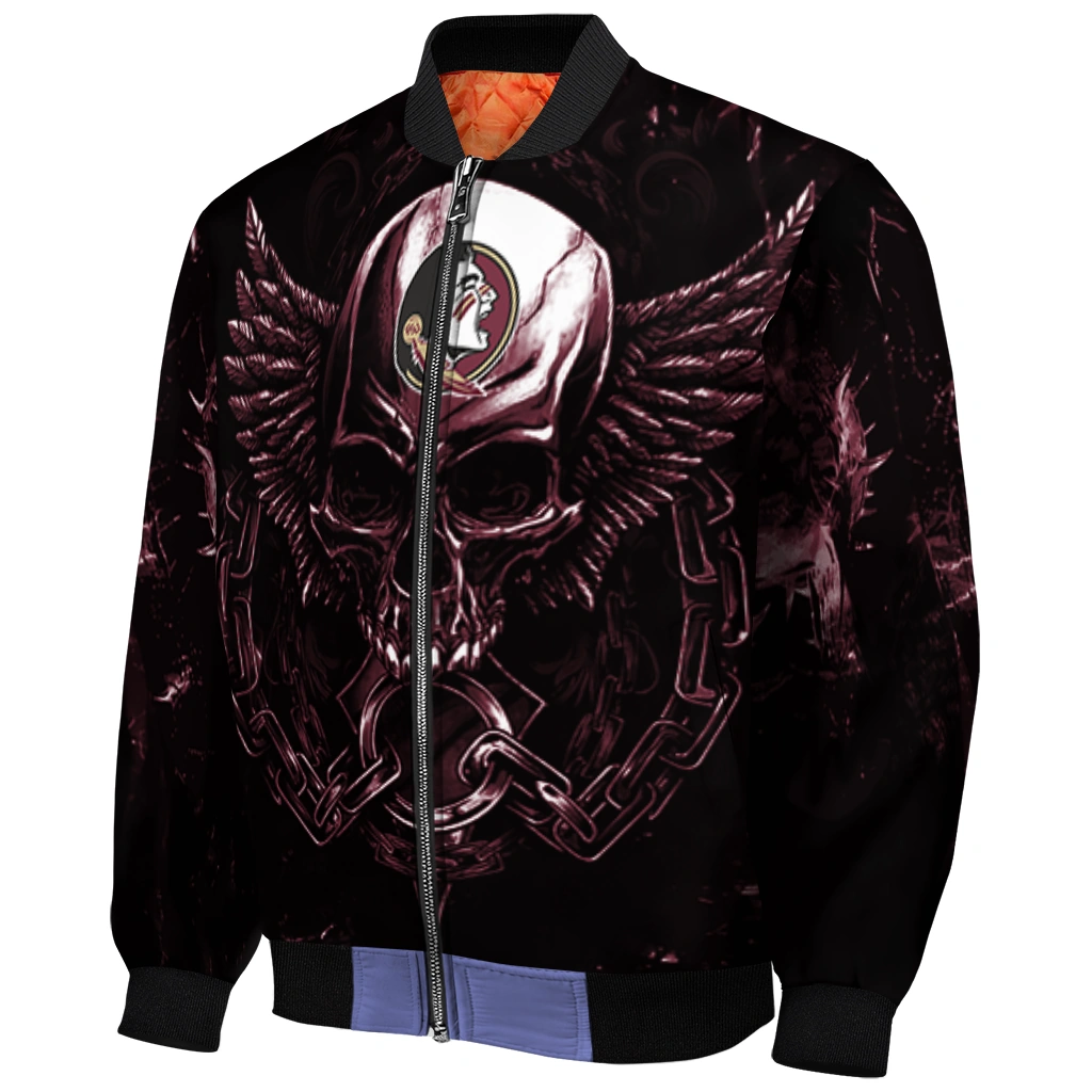 florida state seminoles skull bite garnet black bomber jacket fashion forward florida state seminoles skull bite garnet black bomber jacket fashion forward