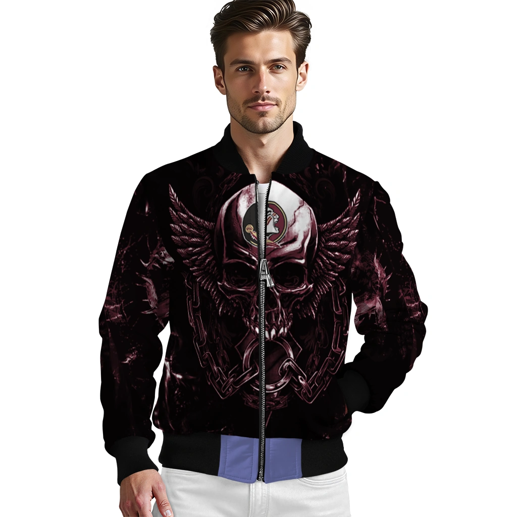 florida state seminoles skull bite garnet black bomber jacket high quality florida state seminoles skull bite garnet black bomber jacket high quality