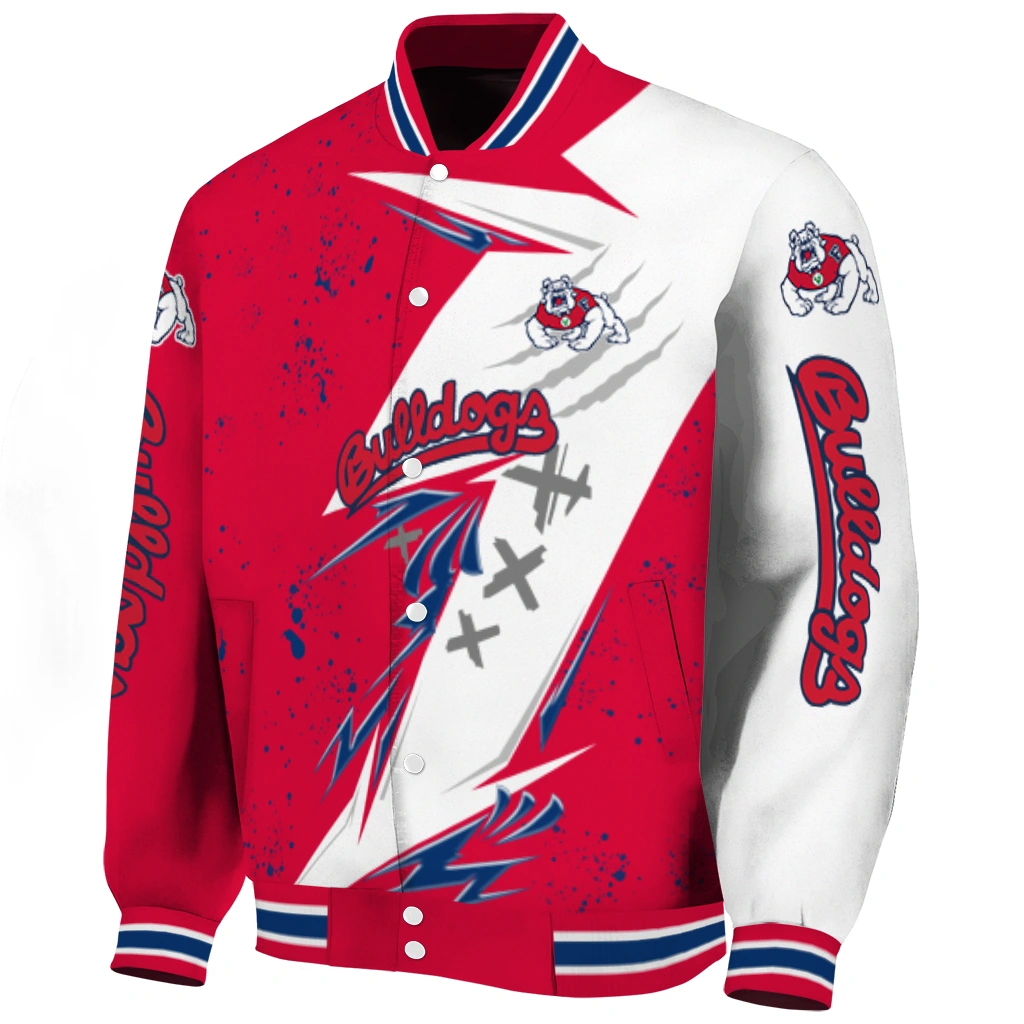 fresno state bulldogs ripped bolt red white varsity jacket best selling fresno state bulldogs ripped bolt red white varsity jacket best selling