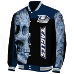 georgia southern eagles fire skull blue black varsity jacket best selling