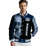 georgia southern eagles fire skull blue black varsity jacket best selling