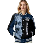 georgia southern eagles fire skull blue black varsity jacket best selling