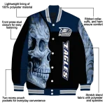 georgia southern eagles fire skull blue black varsity jacket best selling