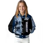 georgia southern eagles fire skull blue black varsity jacket best selling