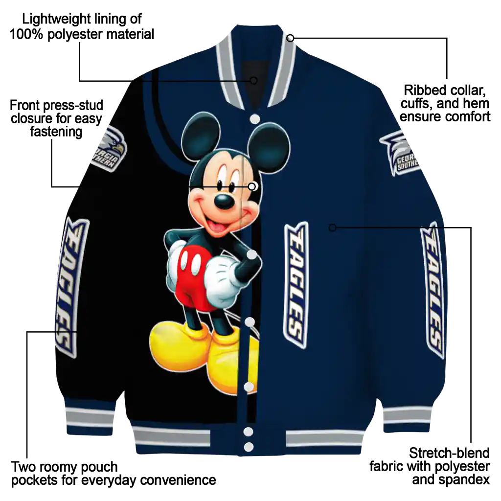 georgia southern eagles mickey mouse blue varsity jacket new arrival georgia southern eagles mickey mouse blue varsity jacket new arrival