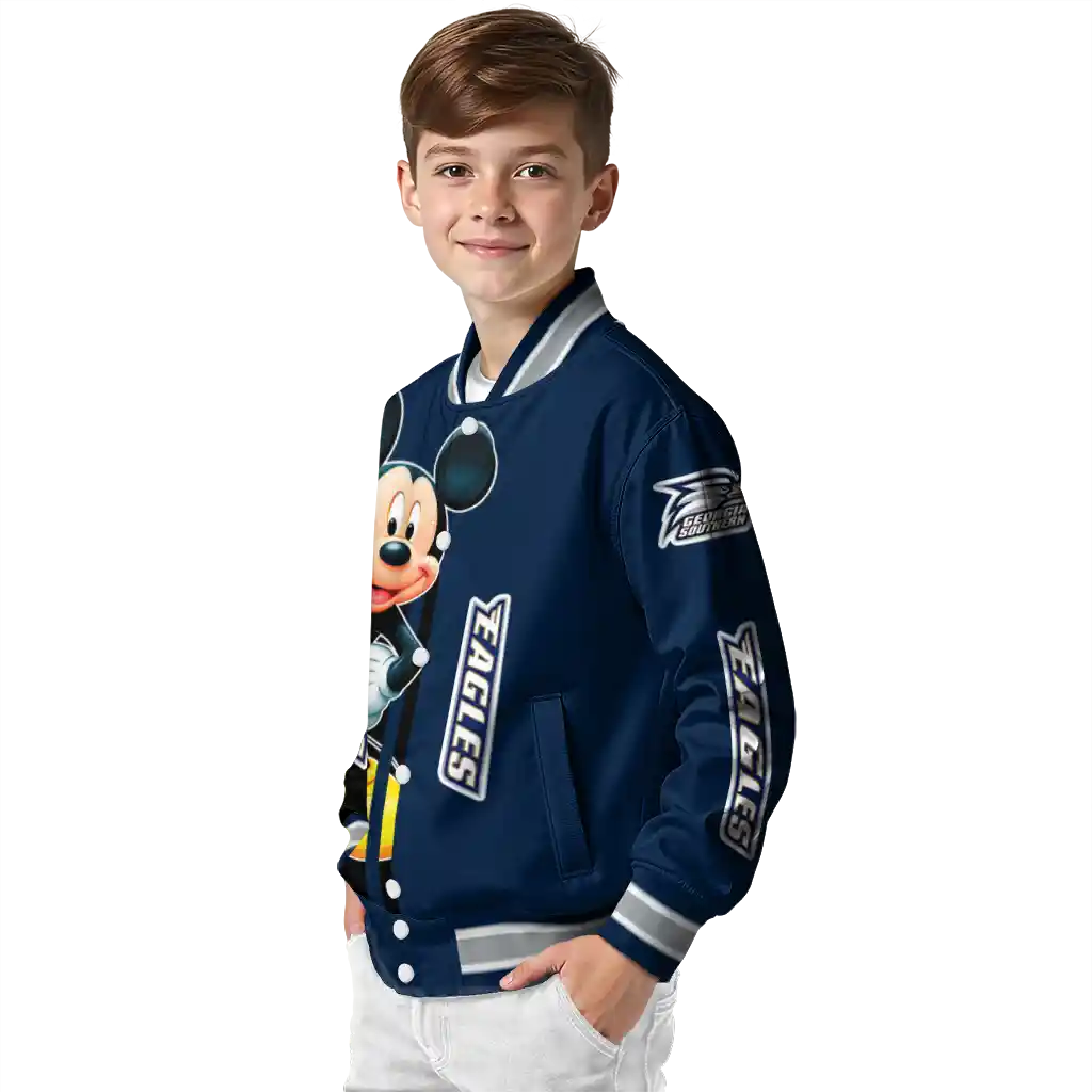 georgia southern eagles mickey mouse blue varsity jacket trendy georgia southern eagles mickey mouse blue varsity jacket trendy