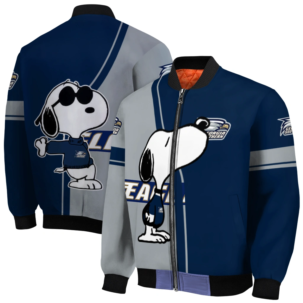 georgia southern eagles snoopy attitude blue bomber jacket best selling georgia southern eagles snoopy attitude blue bomber jacket best selling