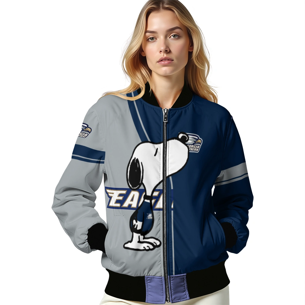 georgia southern eagles snoopy attitude blue bomber jacket latest model georgia southern eagles snoopy attitude blue bomber jacket latest model