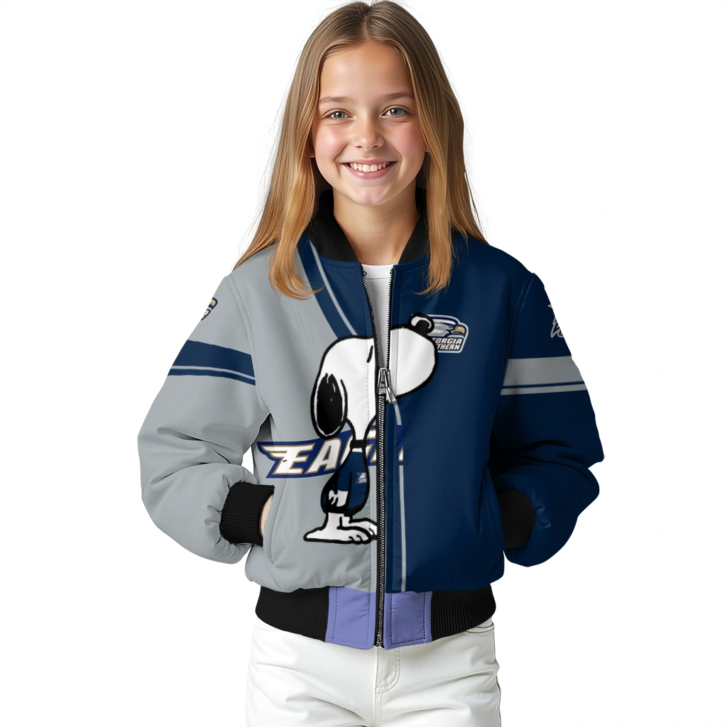 georgia southern eagles snoopy attitude blue bomber jacket top rated georgia southern eagles snoopy attitude blue bomber jacket top rated