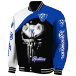 georgia state panthers edgy mask blue black varsity jacket best selling