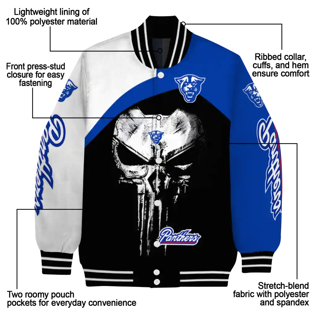 georgia state panthers edgy mask blue black varsity jacket new arrival georgia state panthers edgy mask blue black varsity jacket new arrival