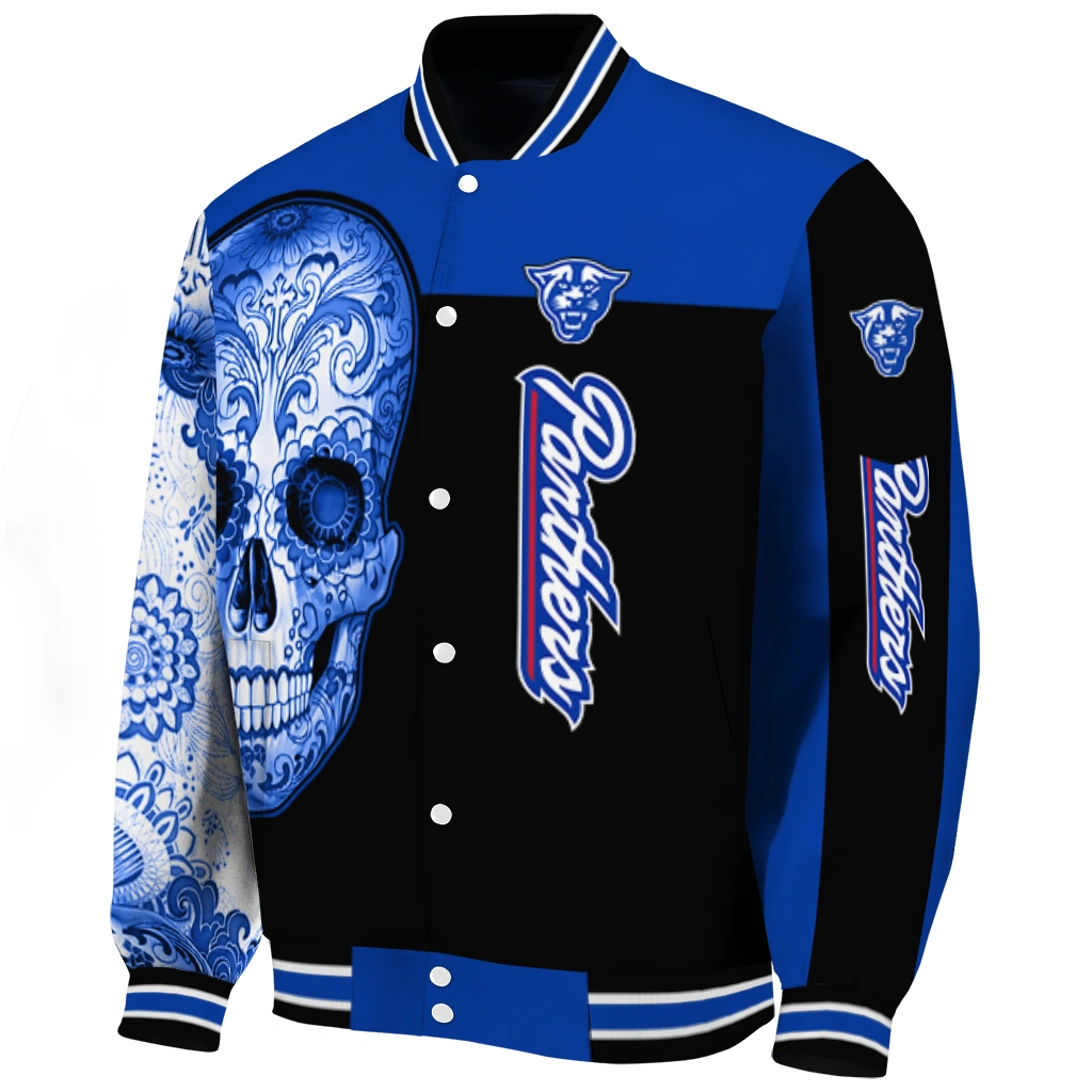 georgia state panthers intricate skull blue black varsity jacket best selling georgia state panthers intricate skull blue black varsity jacket best selling