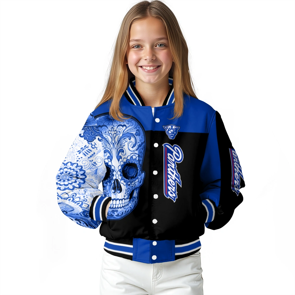 georgia state panthers intricate skull blue black varsity jacket top rated georgia state panthers intricate skull blue black varsity jacket top rated