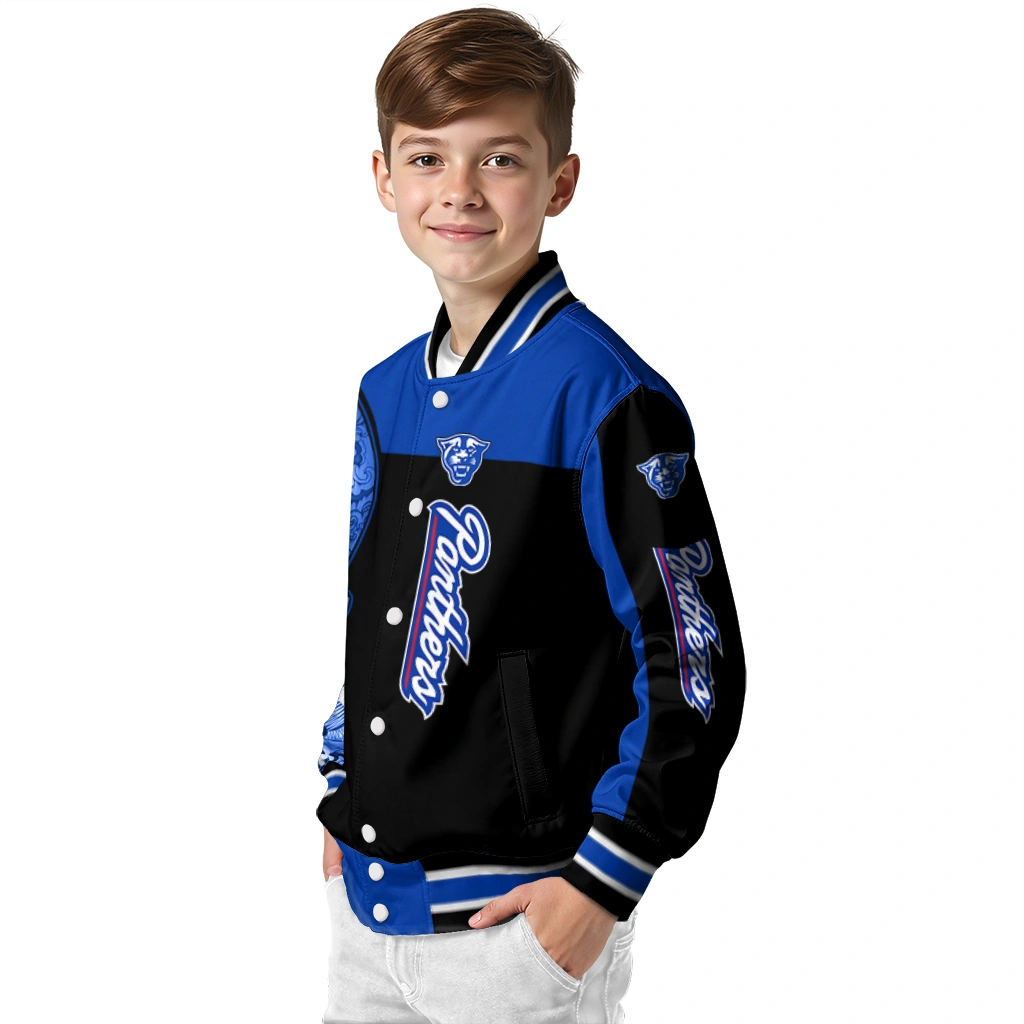 georgia state panthers intricate skull blue black varsity jacket trendy georgia state panthers intricate skull blue black varsity jacket trendy