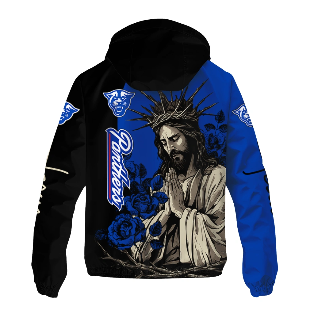 georgia state panthers jesus roses blue black windbreaker jacket fashion forward georgia state panthers jesus roses blue black windbreaker jacket fashion forward