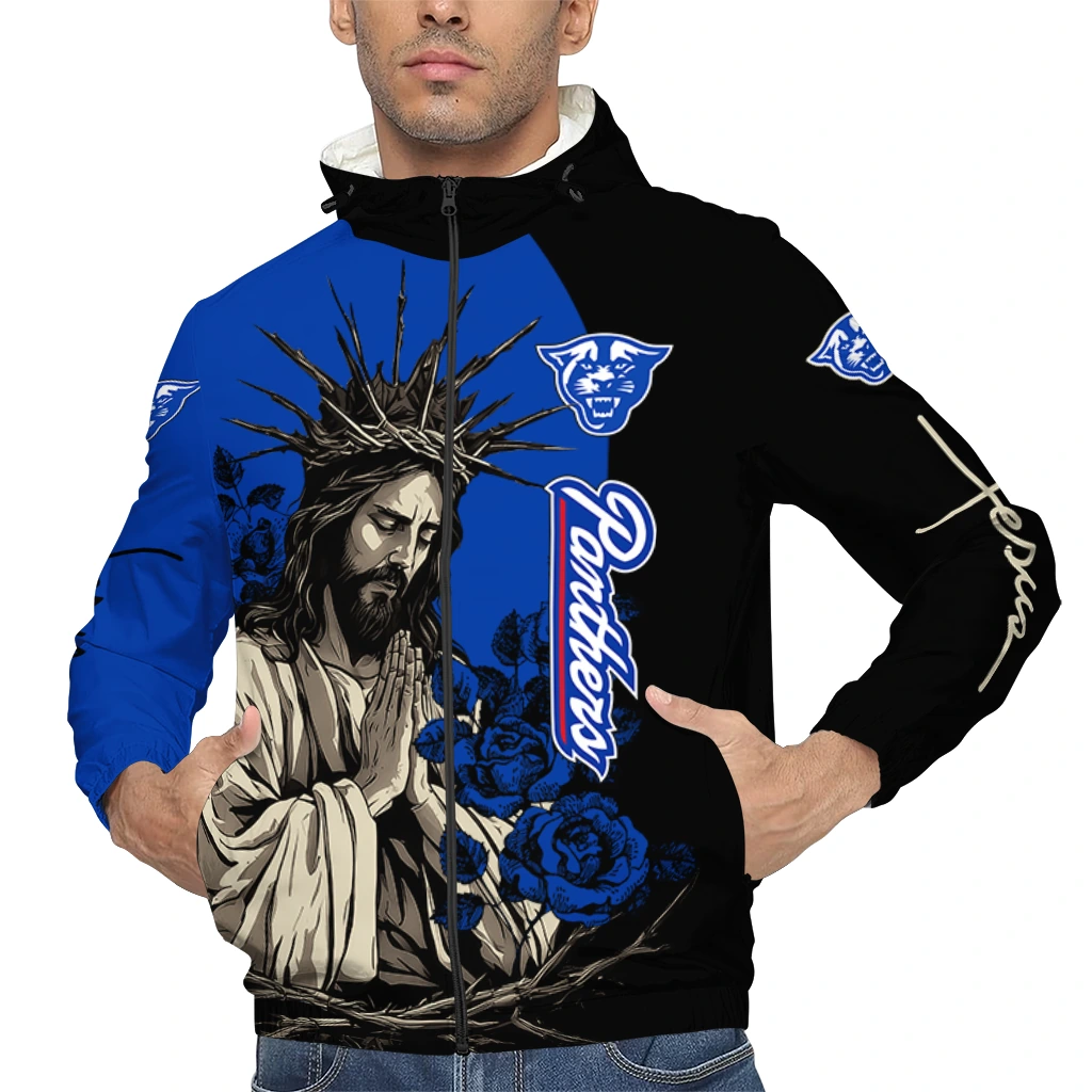 georgia state panthers jesus roses blue black windbreaker jacket top rated georgia state panthers jesus roses blue black windbreaker jacket top rated