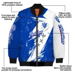 georgia state panthers ripped bolt blue white bomber jacket best selling