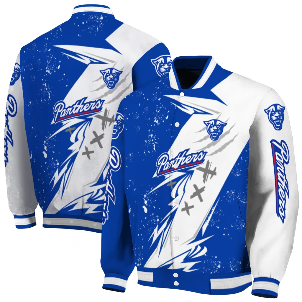 georgia state panthers ripped bolt blue white varsity jacket fashion forward georgia state panthers ripped bolt blue white varsity jacket fashion forward