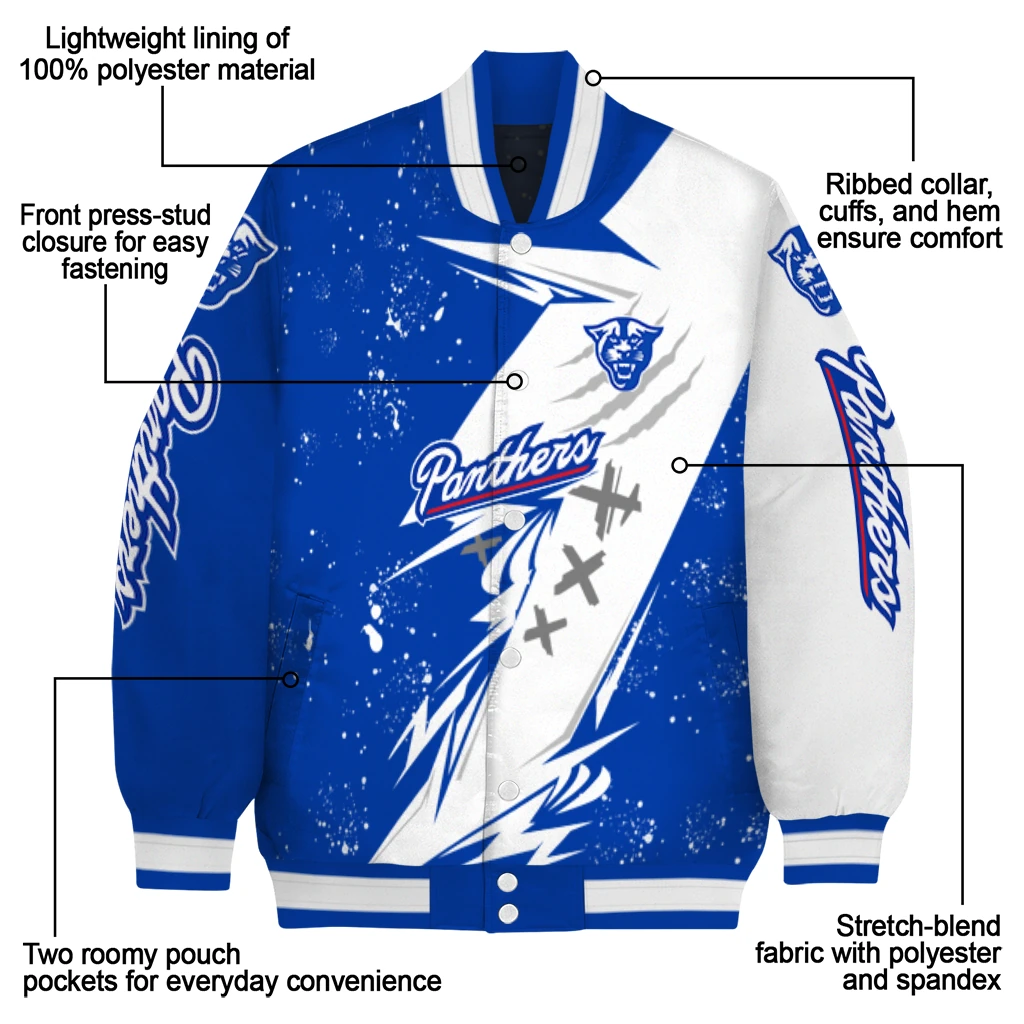 georgia state panthers ripped bolt blue white varsity jacket new arrival georgia state panthers ripped bolt blue white varsity jacket new arrival