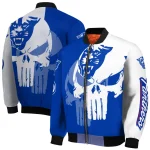 georgia state panthers skull outline blue white bomber jacket best selling