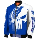 georgia state panthers skull outline blue white bomber jacket best selling