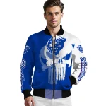 georgia state panthers skull outline blue white bomber jacket best selling