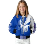 georgia state panthers skull outline blue white bomber jacket best selling