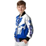 georgia state panthers skull outline blue white bomber jacket best selling