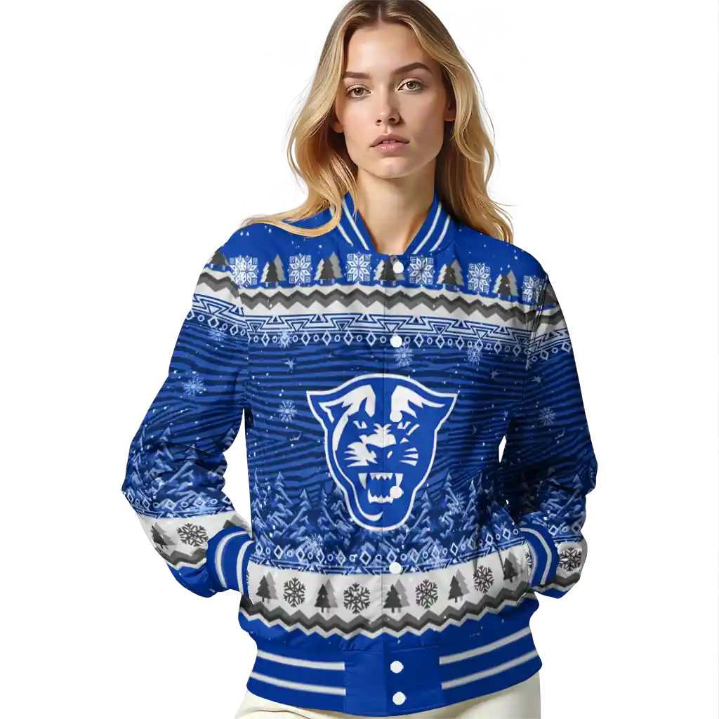georgia state panthers snowy pines blue varsity jacket latest model georgia state panthers snowy pines blue varsity jacket latest model