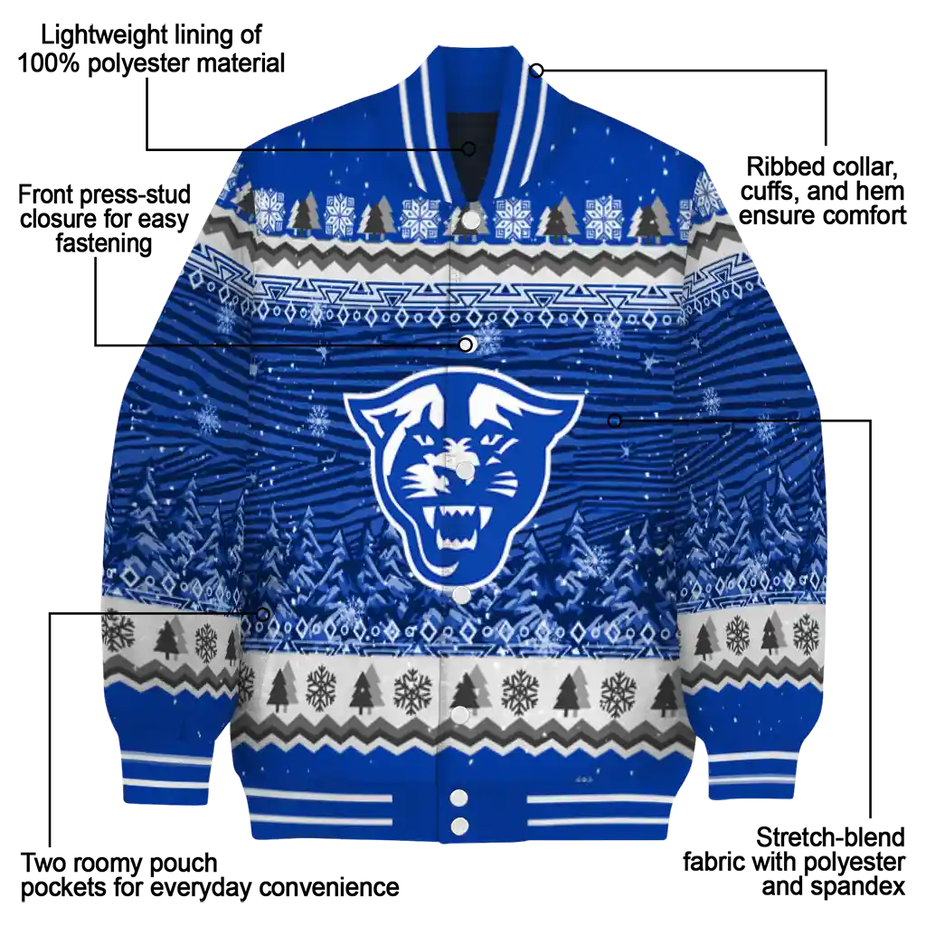 georgia state panthers snowy pines blue varsity jacket new arrival georgia state panthers snowy pines blue varsity jacket new arrival
