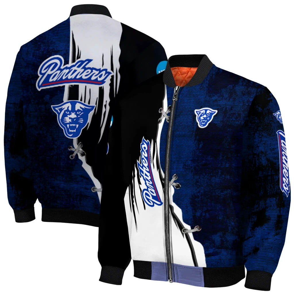 georgia state panthers torn texture print blue black bomber jacket best selling georgia state panthers torn texture print blue black bomber jacket best selling