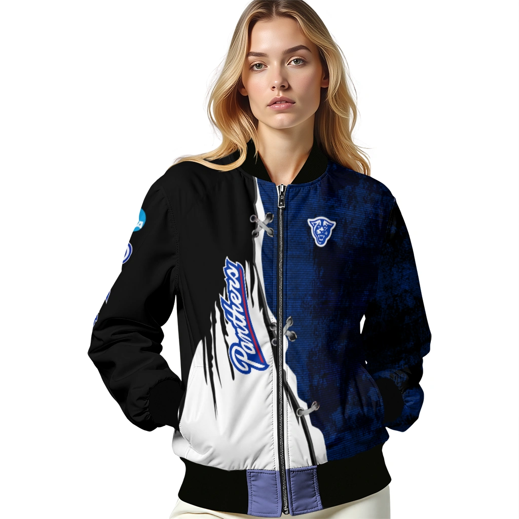georgia state panthers torn texture print blue black bomber jacket latest model georgia state panthers torn texture print blue black bomber jacket latest model
