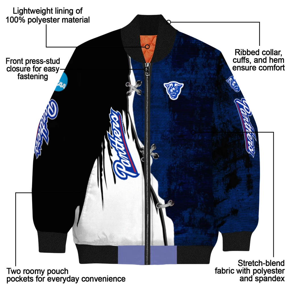 georgia state panthers torn texture print blue black bomber jacket new arrival georgia state panthers torn texture print blue black bomber jacket new arrival