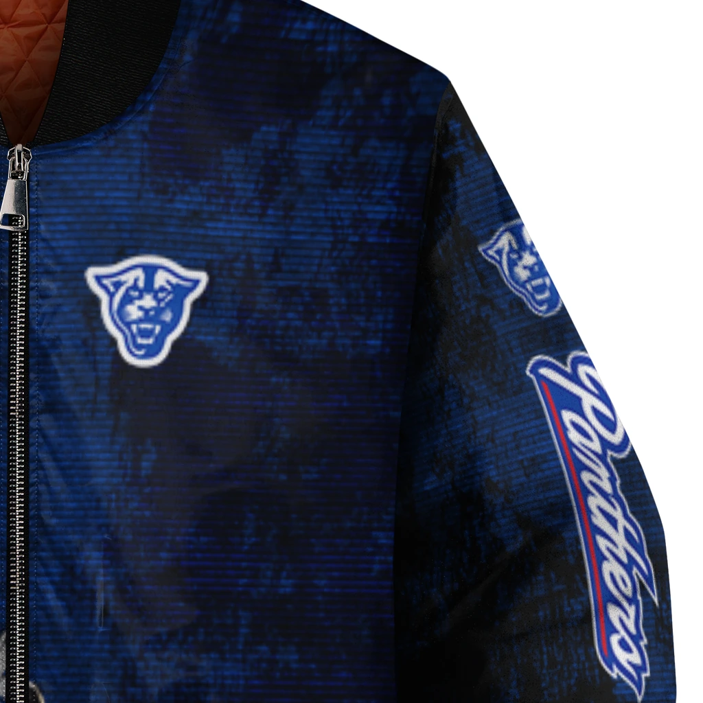 georgia state panthers torn texture print blue black bomber jacket premium grade georgia state panthers torn texture print blue black bomber jacket premium grade