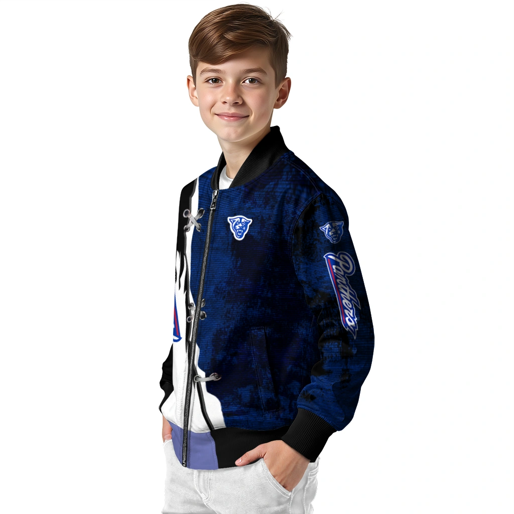 georgia state panthers torn texture print blue black bomber jacket trendy georgia state panthers torn texture print blue black bomber jacket trendy